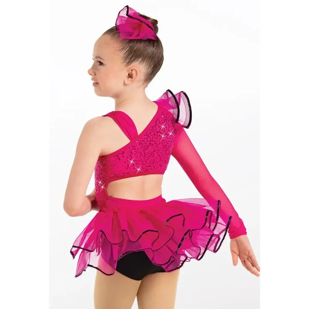 Pre-Owned Dance Costume Weissman 13779 Small Child Green Fringe Jazz Sequin